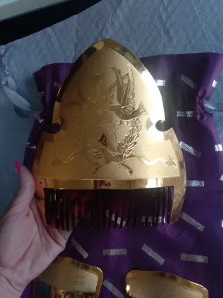 Juego Peinetas Doradas Grabado Pajaritos