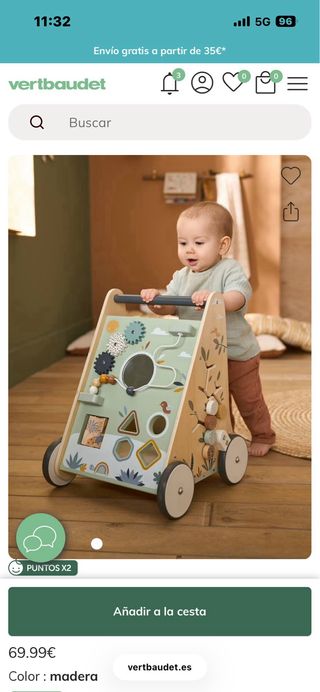 Andador Carrito Bebé Madera