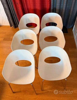 6 Sillas Orbit Sintesi Blancas Vintage Años 80