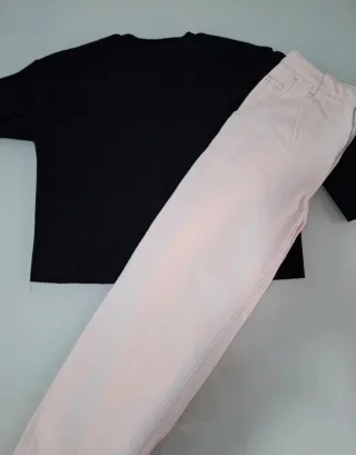 Jersey Zara negro + pantalón Stradivarius