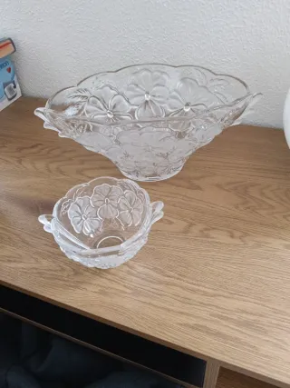 Frutero y azucarero de cristal