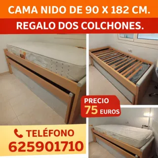Cama nido canapé 90x182 con cajones