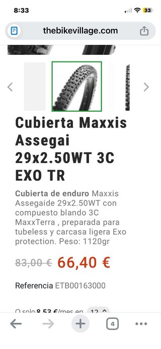 Cubierta Maxxis Assegai 29x2.5 3C MaxxTerra EXO TR