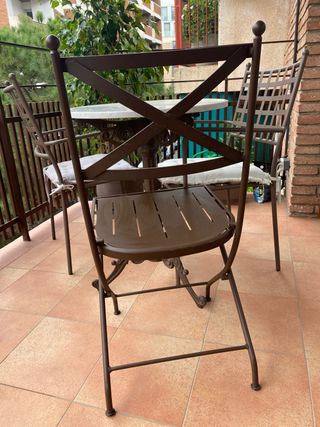 4 Sillas de jardin en hierro forjado marron oxido