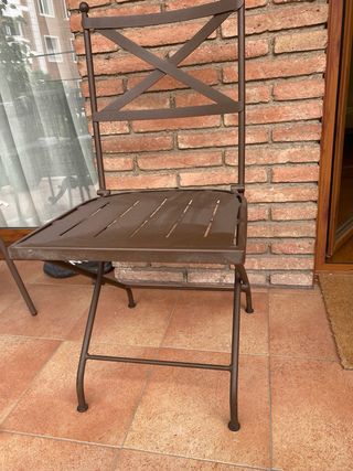 4 Sillas de jardin en hierro forjado marron oxido