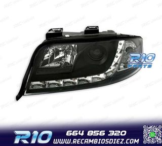 FAROS AUDI A6 4B 01-04 LUZ DIURNA LED FONDO NEGRO