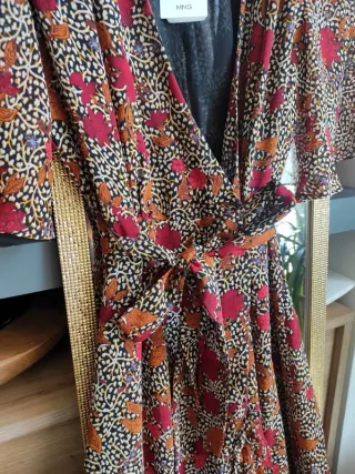 Vestido largo Mango gasa abertura estampado flores