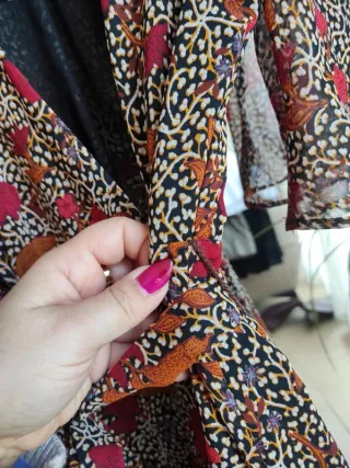 Vestido largo Mango gasa abertura estampado flores