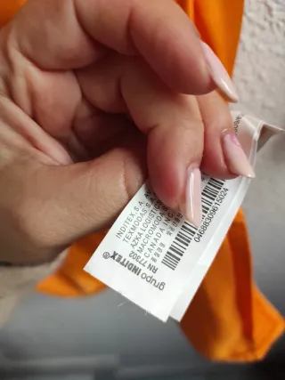 Vestido ZARA naranjas satinado camisero fruncido
