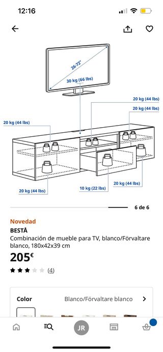 Mueble TV BESTÅ Blanco Ikea