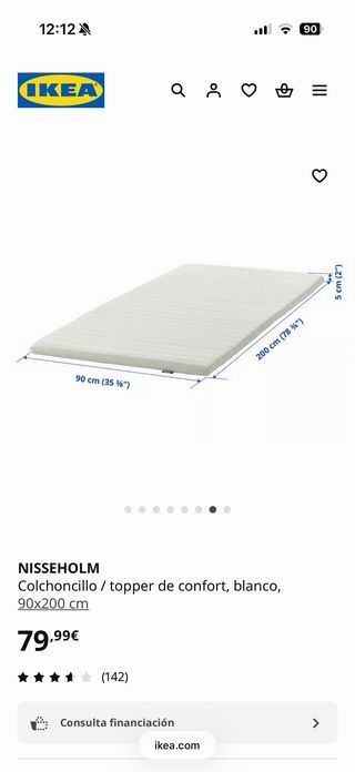 Cama 90x200 IKEA con colchón y sobrecolchón