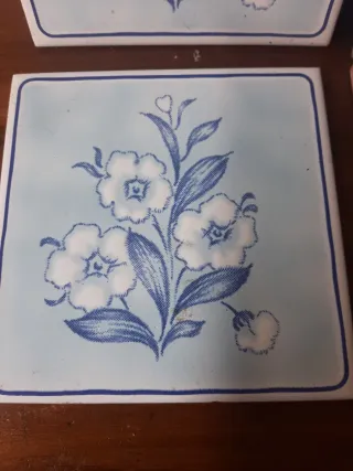 Restos  de azulejos Vintage Flores Azules
