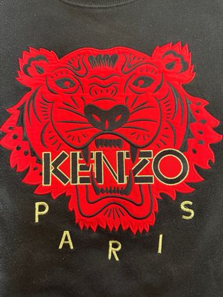 Sudadera Kenzo Negra con Tigre Rojo