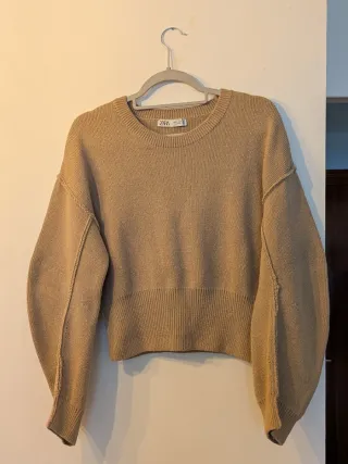 Jersey Zara Camel Talla S Mangas Abullonadas