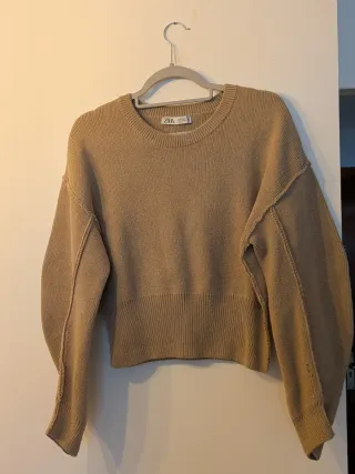 Jersey Zara Camel Talla S Mangas Abullonadas