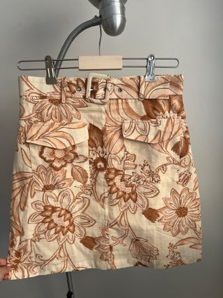 Falda Mango floral beige/rosa Talla S