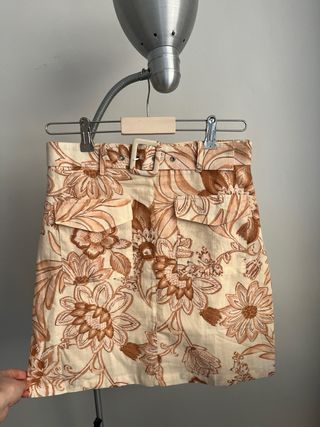 Falda Mango floral beige/rosa Talla S