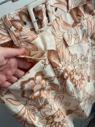 Falda Mango floral beige/rosa Talla S