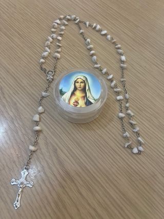 Rosario plata y blanco