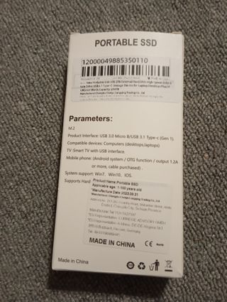 SSD M.2 Portátil 2TB Tipo-C