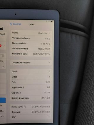 Apple iPad Air 2 Silver Argento