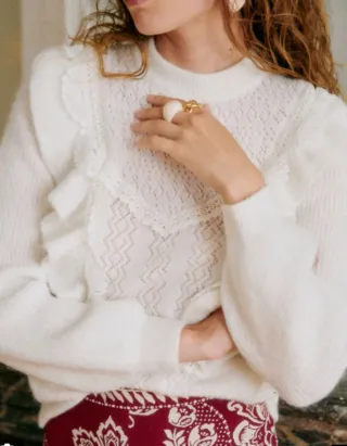 Jersey Sézane Domi Blanco Talla S con etiqueta