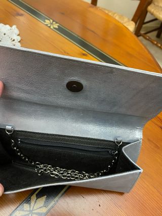 Bolso de piel laminada Plateada