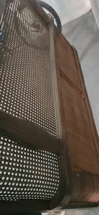 Cabezal de cama vintage ratán y madera