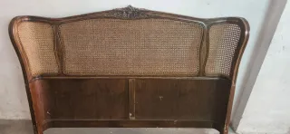 Cabezal de cama vintage ratán y madera