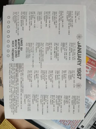 Marquee London 1986 1987 Programación