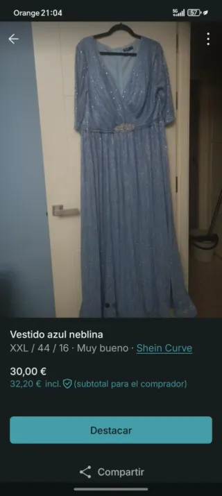 Vestido azul Shein lentejuelas