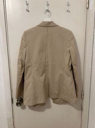 Americana cuadros Mango beige/blanco