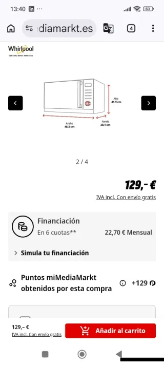 Microondas Whirlpool