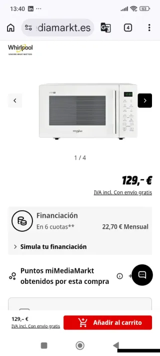 Microondas Whirlpool