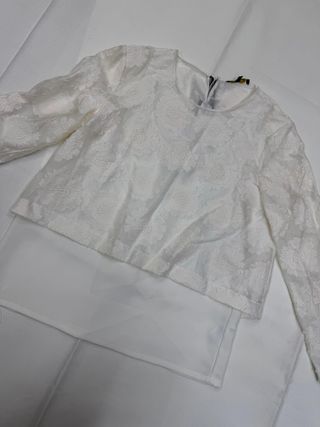 Blusa Maje Blanca Encaje Manga Larga