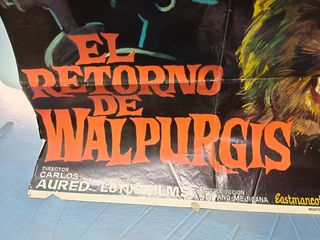 ANTIGUO CARTEL, poster, EL RETORNO DE WALPURGIS AÑO 1973 TERROR de JANO medidas 100 X 70 CM. APROX.