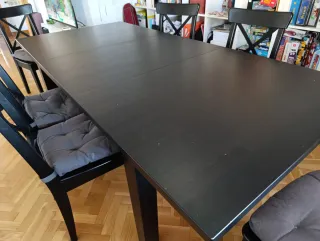 Mesa comedor extensible Ikea negra madera