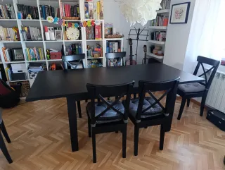 Mesa comedor extensible Ikea negra madera