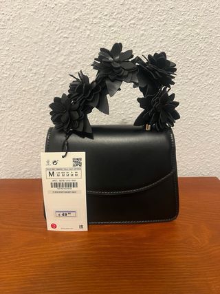 Bolso Zara Negro Flores
