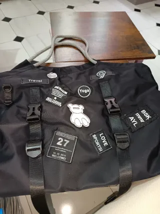 Bolso Grande Negro con Parches