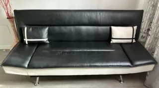 Sofá Cama Piel Negro y Blanco CON TRANSPORTE INCLU