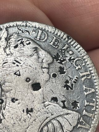 8 Reales 1779 Carlos III chopmarks