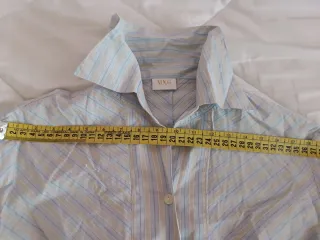 Camisa GONER azul y mango a rayas