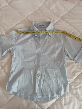 Camisa GONER azul y mango a rayas