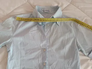 Camisa GONER azul y mango a rayas