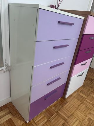 Cómodas moradas 5 cajones (2 unidades)