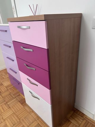 Cómodas moradas 5 cajones (2 unidades)