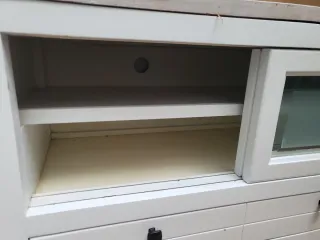 Mesa auxiliar madera y cristal