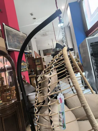 Columpio Cama Elástica Beige y Negro