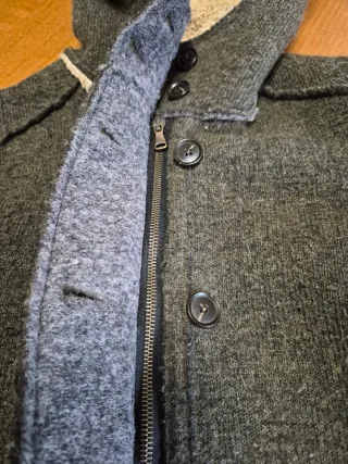 Giacca lunga in lana grigia con cappuccio